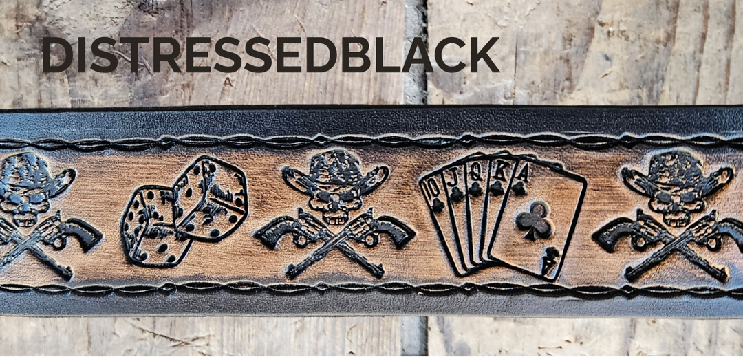 Personalized 2A 1791 Western leather belt with cowboy skulls and coiled snakes with custom name.