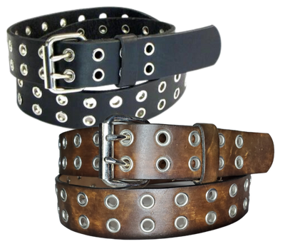 This USA made 1 1/2" leather belt features two attractive metal eyelet holes the entire length and a roller buckle for a secure and comfortable fit. The sturdy leather ensures durability and style for any occasion. Stocked in our Smyrna TN shop just outside Nashville. 