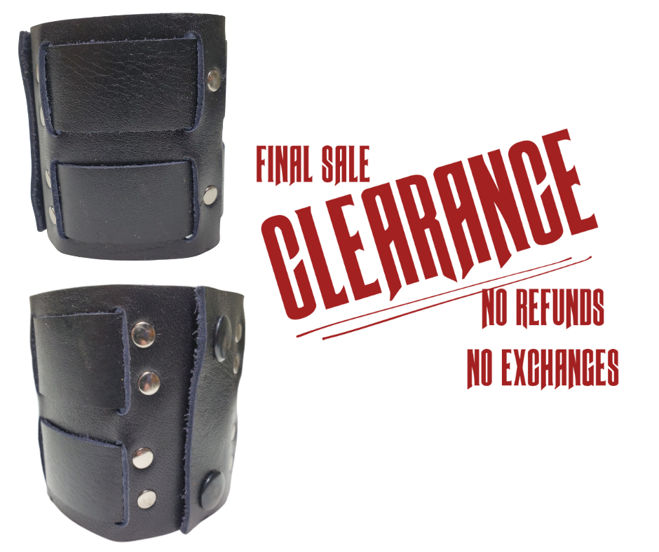 Show off your rocker style with our 2 3/4" Wide Laced Leather Cuff. Featuring two leather strips woven through a broad band, it channels that edgy Rocker vibe. Crafted from soft leather, it promises a comfy fit all day long. Hurry—limited quantities available at our Smyrna, TN store!

PLEASE NOTE SIZING (see picture) SMALL 8", MEDIUM 8 1/2", LARGE 9". Sizing may vary slightly with each cuff.