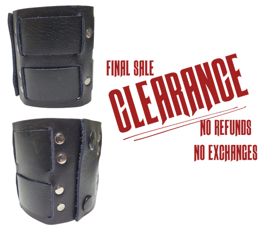 Show off your rocker style with our 2 3/4" Wide Laced Leather Cuff. Featuring two leather strips woven through a broad band, it channels that edgy Rocker vibe. Crafted from soft leather, it promises a comfy fit all day long. Hurry—limited quantities available at our Smyrna, TN store!

PLEASE NOTE SIZING (see picture) SMALL 8", MEDIUM 8 1/2", LARGE 9". Sizing may vary slightly with each cuff.