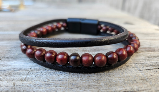 Boncuk is Turkish for beads. Leather and wood meticulously handcrafted in Turkey. Designed for Comfort these bracelets offer a comfortable wear experience for any wrist size. Whether worn solo or layered with other accessories, they add a touch of rugged elegance to your attire. New to our Smyrna, TN shop come by and see them.

Fit&