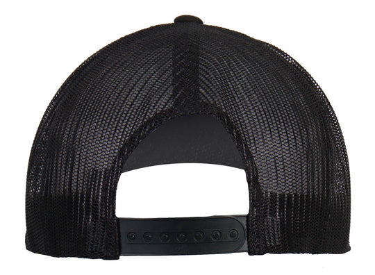 Back view - Loyal Until Death Patch flat bill Snap Back Hat. Its a cotton/polyester blend helps the hat hold its shape for long time use. Otto Brand mesh style back hat with a plastic adjustable tab. Ride to our Smyrna, TN shop not far from Murfreesboro.