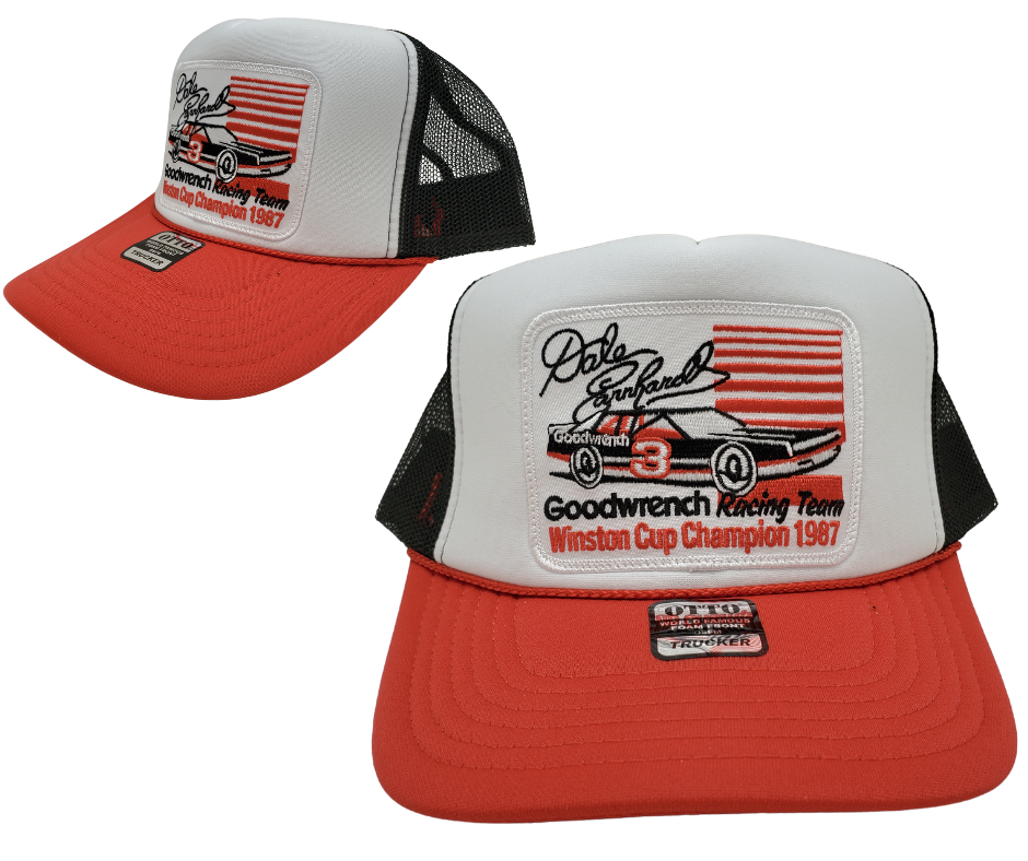 Take a chance and embrace the excitement with Dale Earnhardt #3 Cap! Embark on an exhilarating journey with the racing legend as he becomes the highest-earning driver in NASCAR history. Display your daring attitude in our Black, White and Red Vintage Foam Trucker mesh cap, inspired by the iconic #3 Black Car. Order yours now from our Smyrna, TN location or online.