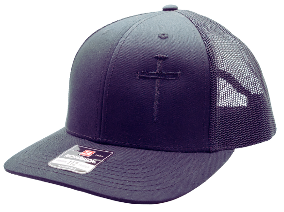 Our 3 Nail Cross Cap is a quality structured 5 panel trucker hat and has a Black Mesh back with snap back adjustment. Start a conversation about the 3 Nails and the Cross. Now part our shop in Smyrna, TN. Were not far from Murfreesboro.

Choose Brown or Black front