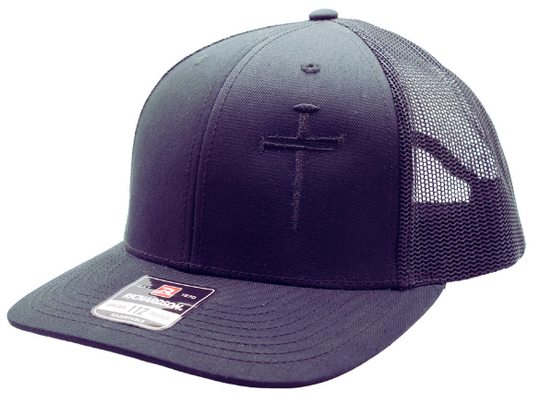 Our 3 Nail Cross Cap is a quality structured 5 panel trucker hat and has a Black Mesh back with snap back adjustment. Start a conversation about the 3 Nails and the Cross. Now part our shop in Smyrna, TN. Were not far from Murfreesboro.

Choose Brown or Black front