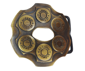 This Hammer 45 Belt Buckle boasts a Cylinder design in antique brass. The buckle makes a 2A statement and is compatible with belts up to 1 3/4" wide. At around 3" in diameter, it's conveniently located at our Smyrna, TN store, just a short trip from Nashville.