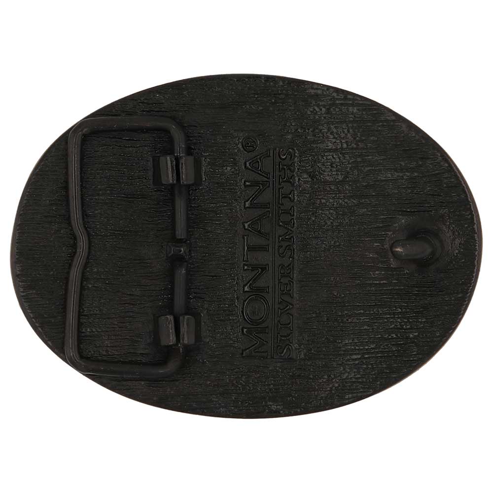 Celebrate Missouri State with this buckle highlighting the St. Louis Arch, Missouri River Steamboats, the Missouri Mule, Albert Einstein for his influence, and the great state seal! Brass plate over a solid cast metal alloy is antiqued and buffed to highlight the details.

Fits 1 1/2" belts and is approx. 3" tall x 4" across. Available at our shop just outside Nashville in Smyrna, TN. Made by Montana Silversmiths.
