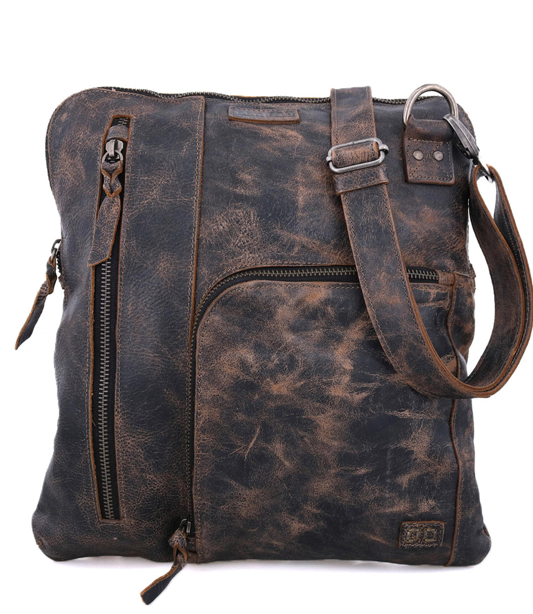 The Aiken is a convertible crossbody bag made from Artisan veg-tanned leather.  Secure metal zip-top closure, and 3 exterior zip pockets, all with security tabs. One pocket is conveniently placed on the front with credit card and pen slots. An adjustable crossbody strap is removable to switch up bag’s rotation. Aiken is organic cotton lined with 2 slip pockets inside and one larger zippered pocket. 
12L x 13H x 1W
Handmade in Leon, Mexico
Made by Bed/Stu. Stocked in our Smyrna, TN shop.