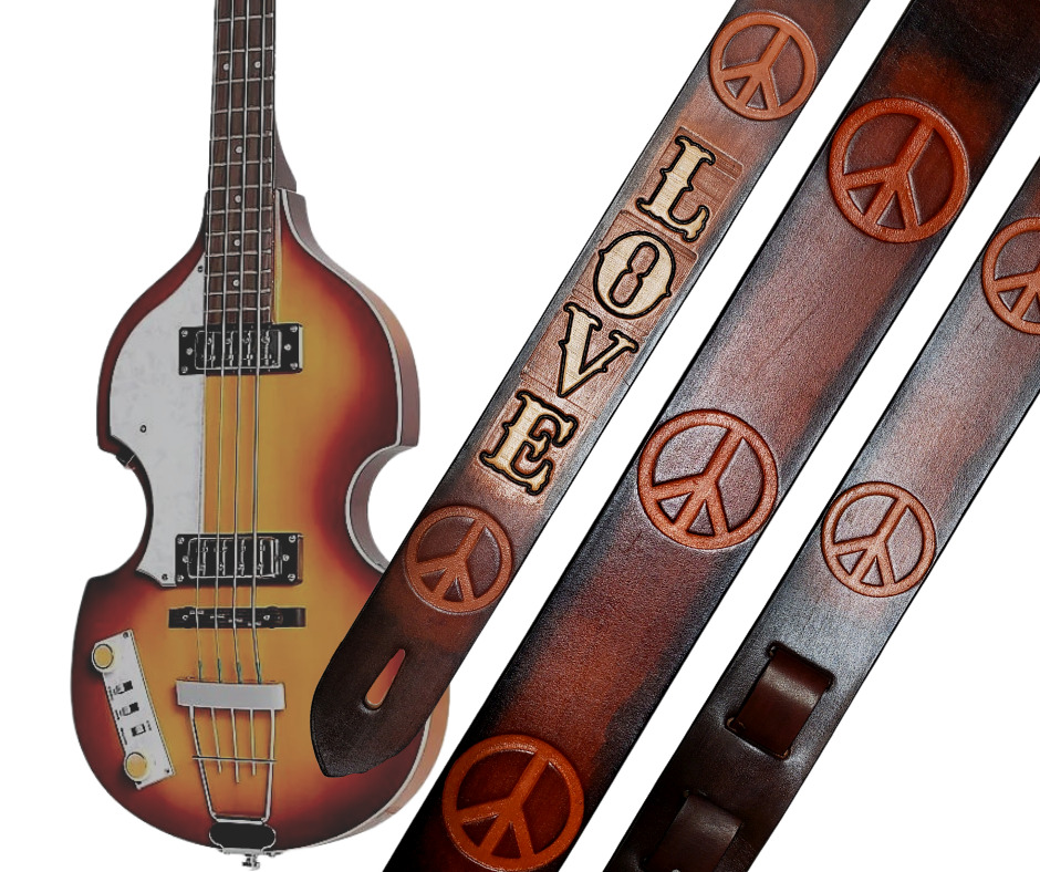 "All you need is Love" Leather Guitar Strap