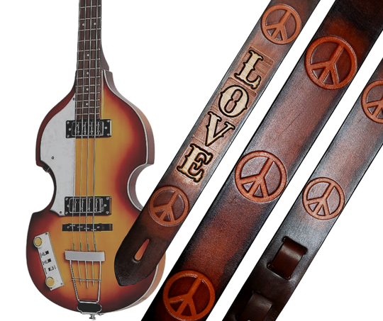 "All you need is Love" Leather Guitar Strap