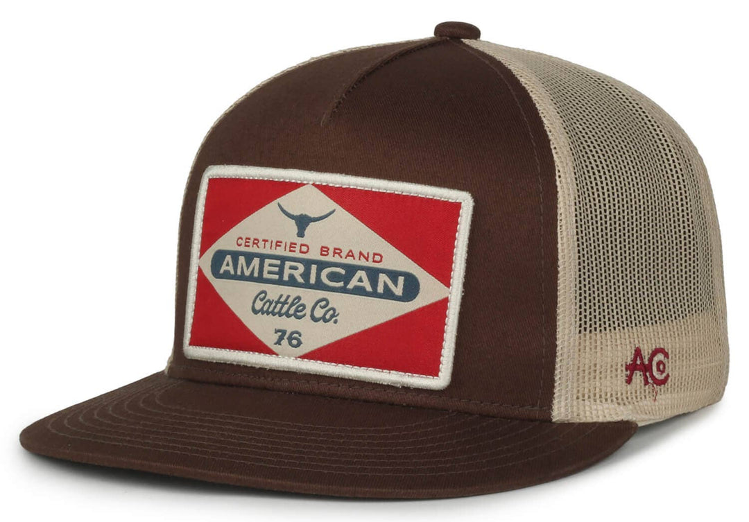 American Cattle Co Billboard Cap is for the hard working rancher who's up all night during calving season. The one who isn't afraid to ride for miles in search of a missing heifer. This hat says certified brand, because the men and women who wear it are certifiably committed to the cause. Available in our Smyrna, TN shop not far from Miller Coliseum in Murfreesboro.

High 5 Panel Profile
Twill Front Panels&nbsp;Mesh Back
Snapback Closure
Woven Patch
