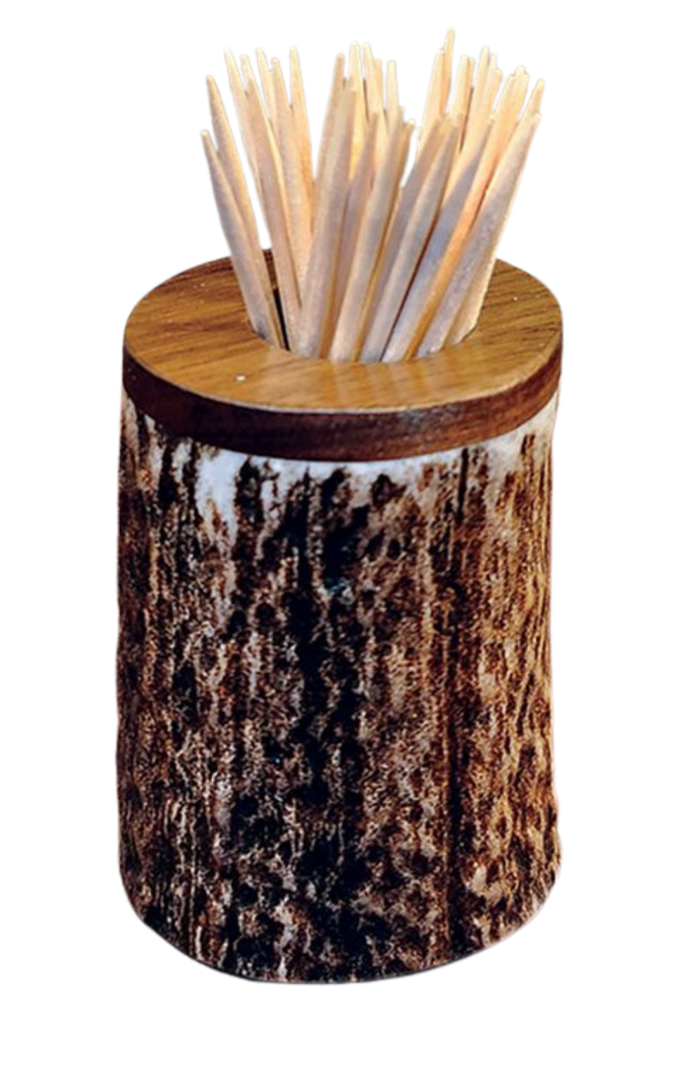 Handcrafted Antler Toothpick Holder. Approximate size: 2 1/2" tall x 1 3/4" diameter. Made from naturally shed elk and deer antlers. Sizes, colors and shape will vary. Made in the U.S.A. Get yours at our Smyrna, TN shop not far from Franklin.