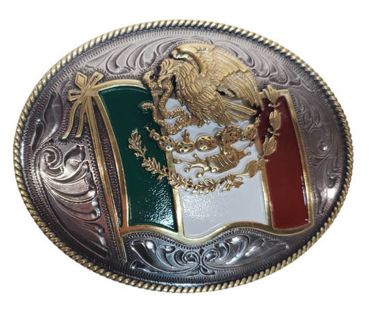 Ariat is a worldwide known brand. We are are pleased to offer some of the latest styles with the Mexican Flag on this buckle. Available for purchase in our online store or the retail shop in Smyrna, TN, just outside Nashville. Imported

Fit's up to 1 1/2" belts
Approx. 3" x 4"