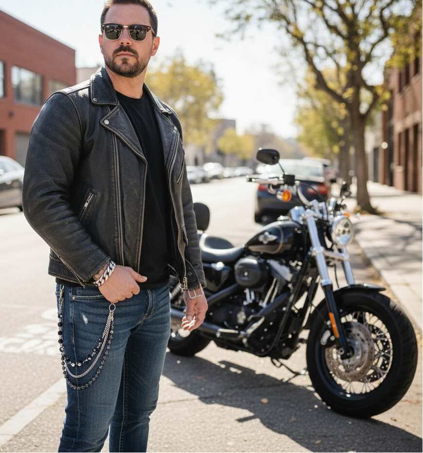 Keep your wallet exactly where it belongs with this Behind the 8 ball stainless steel chain—no luck required. Crafted from durable steel, this wallet chain delivers the rugged, edgy aesthetic that defines rocker and biker style. The classic design works equally well with jeans or leather, securing your essentials while making a bold statement. Sink yours at our Smyrna, TN shop.

Approx. 24"Length