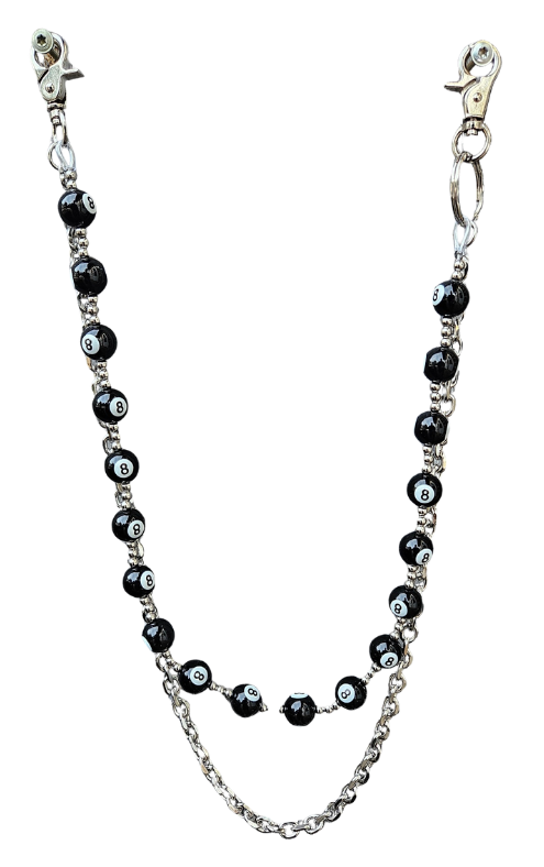 Keep your wallet exactly where it belongs with this Behind the 8 ball stainless steel chain—no luck required. Crafted from durable steel, this wallet chain delivers the rugged, edgy aesthetic that defines rocker and biker style. The classic design works equally well with jeans or leather, securing your essentials while making a bold statement. Sink yours at our Smyrna, TN shop.

Approx. 24"Length
