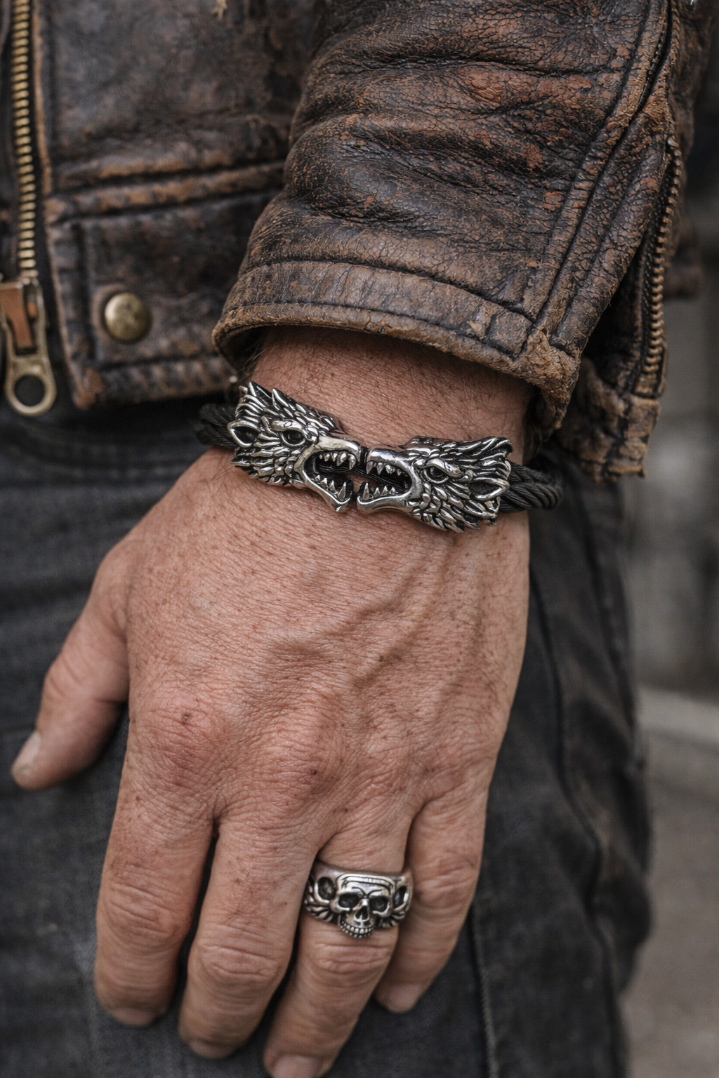 Stainless Steel Wolf head combined with a Black Steel Cable will get you noticed no matter where you are. Durable Stainless Steel last for years. Get yours now at our Smyrna, TN shop not far from Murfreesboro.

Approx. 8" with Wolf heads touching
Adjustable/Flexible cable