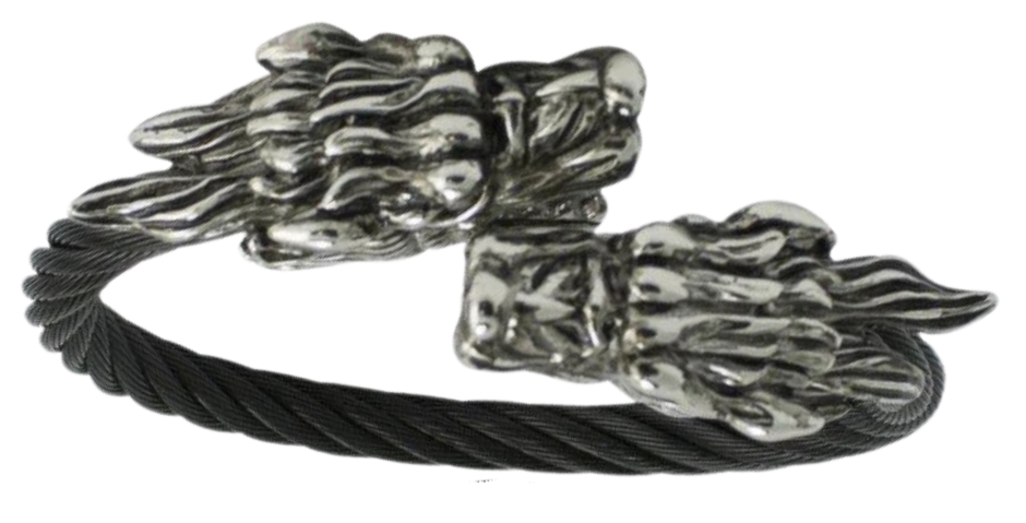 Stainless Steel Wolf head combined with a Black Steel Cable will get you noticed no matter where you are. Durable Stainless Steel last for years. Get yours now at our Smyrna, TN shop not far from Murfreesboro.

Approx. 8" with Wolf heads touching
Adjustable/Flexible cable