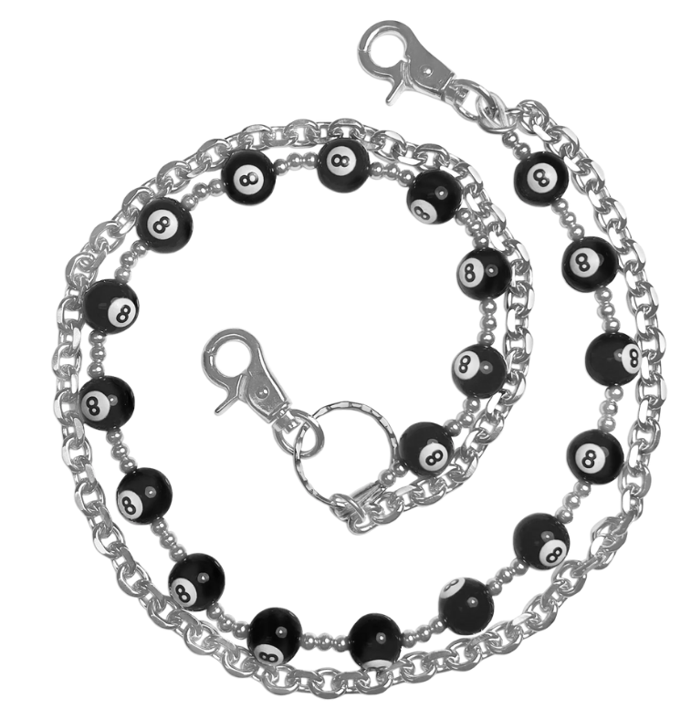 Keep your wallet exactly where it belongs with this Behind the 8 ball stainless steel chain—no luck required. Crafted from durable steel, this wallet chain delivers the rugged, edgy aesthetic that defines rocker and biker style. The classic design works equally well with jeans or leather, securing your essentials while making a bold statement. Sink yours at our Smyrna, TN shop.

Approx. 24"Length