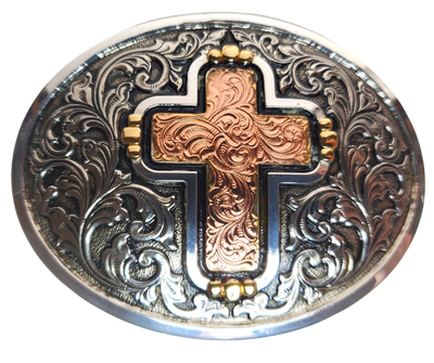 Named after the "classic hymn" you can show your faith with this Copper accented cross, western scroll design! This classic oval shape adds vibrant detail to any outfit, while making sure your faith remains on display. Don't shy away from your belief of Who died for you on the Cross! Measurement is approx. 2 1/2" tall by 3 1/2" wide. Shop online or come visit us in Smyrna, TN (just outside of Nashville)! Imported