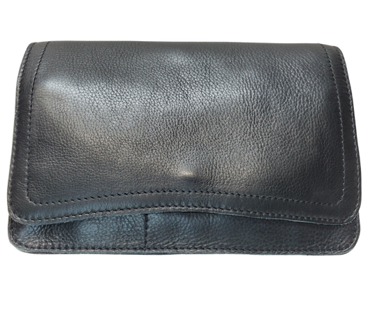 The Aubry leather handbag is available at our Smyrna, TN shop not far from Nashville. The main compartment zips closed, is lined with a sturdy fabric & has 5 inside card slots. Two stacked open pockets, a zippered pocket followed by 2 more slit pockets on the very front. All gets covered by a large flap with a magnetic clasp. On the backside of this organizers dream is yet another open pocket held in place with a narrow piece of leather with a magnetic closure.
Bag size: 8.5” x5” x 2”
54" adjustable strap 
