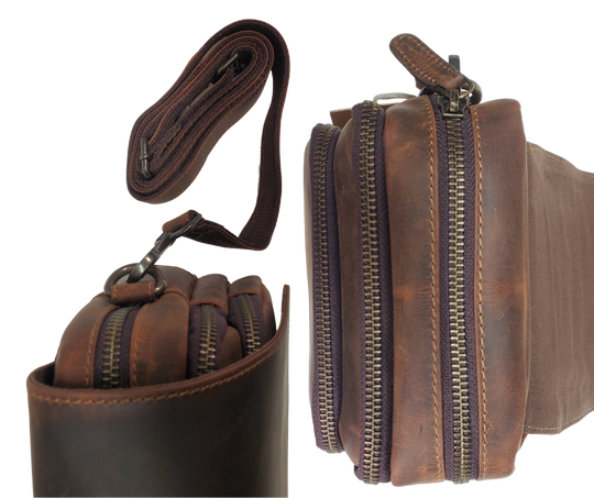 The Pamala Crossbody has 3 zippered compartments and a detachable strap. The small pocket is open, the middle section has 2 pen slots, 1 small pocket, the large pocket has 1 extra zippered pocket. The Flap is secured with a magnetic clasp. It also may slipped on a belt. Currently in stock at our Smyrna, TN shop a rideshare away from Murfreesboro.