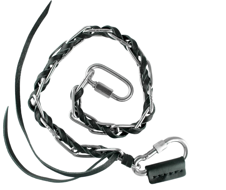 Leather and Steel makes for a Rugged yet classic look. The Stainless Steel chain has Leather laced thru the links to create a edgy Rocker/Biker look. Stainless Steel is durable yet always looks great. Get yours at our Smyrna, TN store not far from Boswells in Nashville.

24"Length