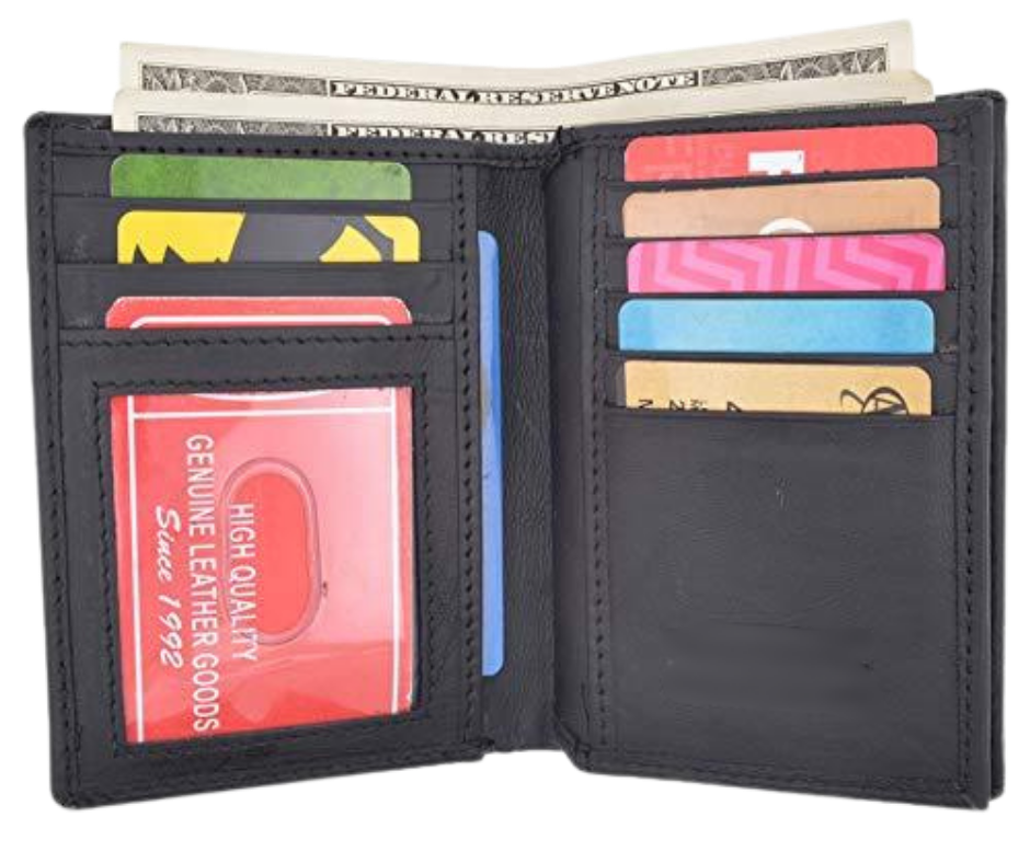Black Leather Bifold Badge protector Bifold. I.D. Badge pocket and 2 cash pockets, drivers license Slot, 7 card Slots, 2 underside pockets and Fits most CDCR styles badges in a recessed badge shape. Imported, Great Value. In stock at our Smyrna, TN shop not far from Nashville.