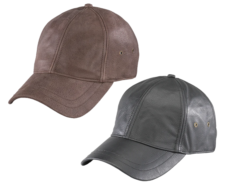 Bravely buck the norm with a cowhide leather Baseball cap, featuring an adjustable back strap, and air flow eyelets. Experience classic cool. Step up to the plate and get yours today at our Smyrna, Tn shop, a short drive from the Nashville Sounds stadium. Imported.  One size fits most, Choose Black or Brown