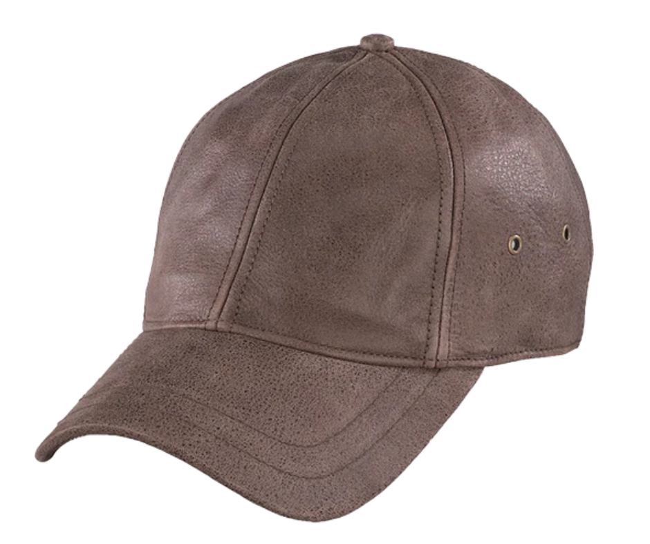 Bravely buck the norm with a cowhide leather Baseball cap, featuring an adjustable back strap, and air flow eyelets. Experience classic cool. Step up to the plate and get yours today at our Smyrna, Tn shop, a short drive from the Nashville Sounds stadium. Imported. One size fits most, Choose Black or Brown