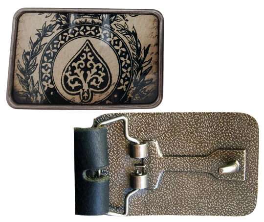 The Vintage Spade is one of most unique belt buckles that are completely metal (image area too) and are made to be durable and lasting! Lots of details in the image and slightly smaller than most of our buckle selection. Available at our Smyrna, TN shop a short ride from downtown Nashville.

Belt Buckle Measures: 3"x2"
Fits any snap belt up to 1 1/2"
Listing is for the belt buckle only and does not include a belt strap.