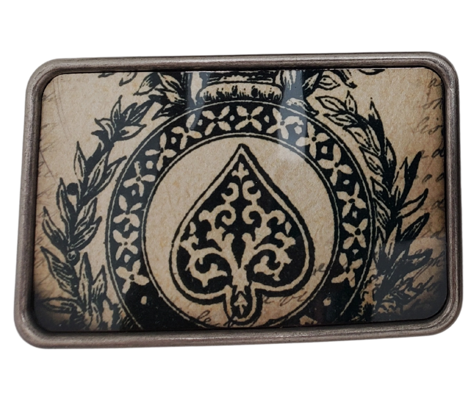The Vintage Spade is one of most unique belt buckles that are completely metal (image area too) and are made to be durable and lasting! Lots of details in the image and slightly smaller than most of our buckle selection. Available at our Smyrna, TN shop a short ride from downtown Nashville.

Belt Buckle Measures: 3"x2"
Fits any snap belt up to 1 1/2"
Listing is for the belt buckle only and does not include a belt strap.