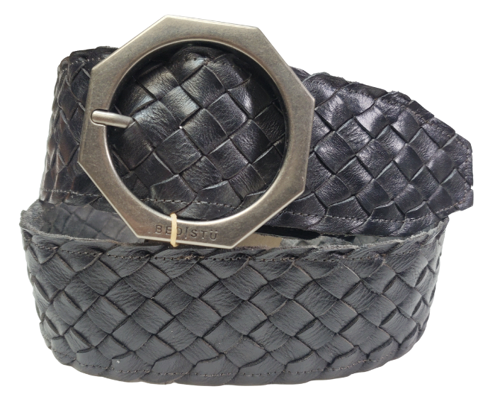 Black - The Dreamweaver Wide braid distressed leather belt adorned with a octagon shaped metal buckle, the effortlessly infuses a touch of Vintage and Boho into your style. Whether worn on the waist or the hip, this belt stands as a remarkable addition to any wardrobe. Now stocked at our Smyrna, TN shop not far from 12th Ave. in Nashville.