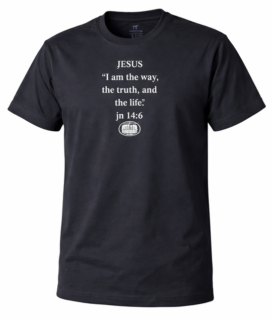 As you wear this shirt, let it speak on your behalf or spark conversations about your faith in Jesus, our Lord and Savior. It features the well known verse from The Gospel of John 14:6 and reminds us of the saving power of his Grace, Death, and Resurrection. This shirt is available both online and in our retail store in Smyrna, TN, just a short distance from Nashville.
