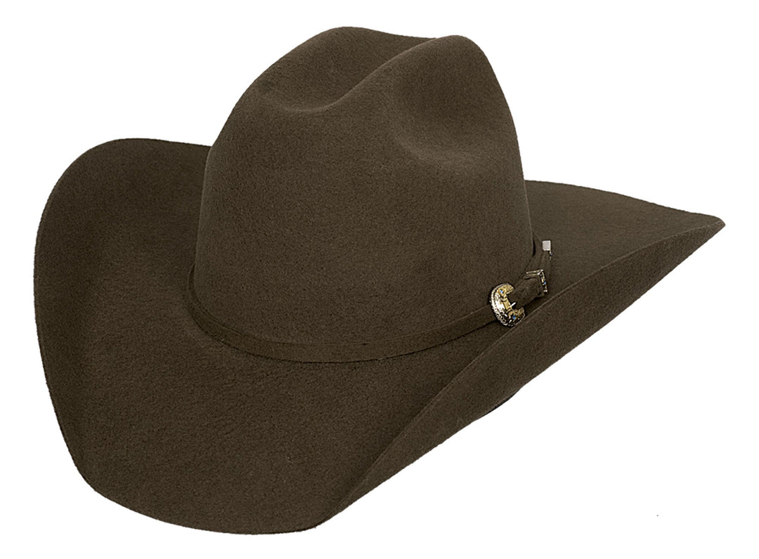 The Unisex Kingman 4x hat. Classic Western Cattleman crown and Brim shape. Matching Felt band with silver 3 piece buckle. May be steamed and shaped for your personal style Now in stock at our Smyrna, TN shop not from Tennessee Miller Coliseum in Murfreesboro.