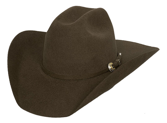 The Unisex Kingman 4x hat. Classic Western Cattleman crown and Brim shape. Matching Felt band with silver 3 piece buckle. May be steamed and shaped for your personal style Now in stock at our Smyrna, TN shop not from Tennessee Miller Coliseum in Murfreesboro.