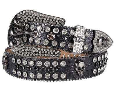 Be the most Blinged out on your motorcycle ride! This NON leather belt appeals to the woman who loves all the attention. The buckle and the belt BLINGED to the MAX!  It's 1 1/2" wide and has EYELETS for the adjustment holes to help with longevity.  Available in our Smyrna, TN shop. Imported