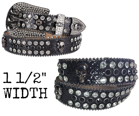 Be the most Blinged out on your motorcycle ride! This NON leather belt appeals to the woman who loves all the attention. The buckle and the belt BLINGED to the MAX!  It's 1 1/2" wide and has EYELETS for the adjustment holes to help with longevity.  Available in our Smyrna, TN shop. Imported