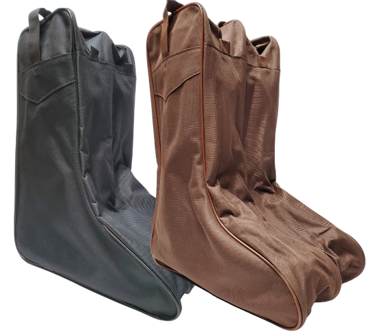 If you travel any at all this the best way to protect your expensive boots. This Nylon Travel Boot Bag will make travel with your favorite boots much easier to navigate those carry on rules or just keep them separate from your other stuff especially if you have exotic boots. Easily zip up a right and left pair of boots to keep them in one place. A new item at our Smyrna, TN shop just a short trip from crazy downtown Nashville! Choose Black or Brown. Imported.