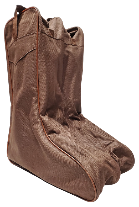 Brown-If you travel any at all this the best way to protect your expensive boots. This Nylon Travel Boot Bag will make travel with your favorite boots much easier to navigate those carry on rules or just keep them separate from your other stuff especially if you have exotic boots. Easily zip up a right and left pair of boots to keep them in one place. A new item at our Smyrna, TN shop just a short trip from crazy downtown Nashville! Choose Black or Brown. Imported.