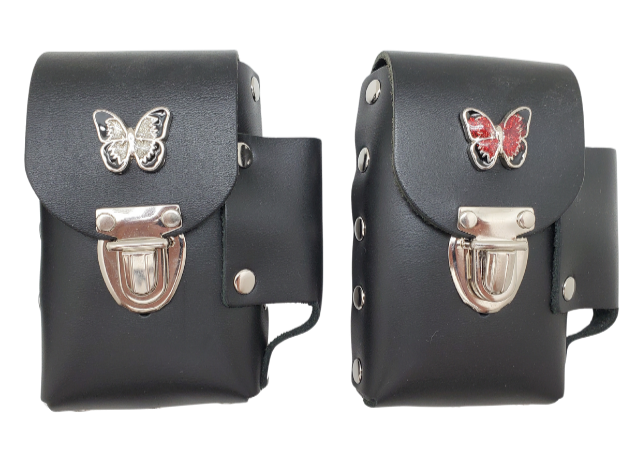 Carry your cigarettes in style with our Ladies Butterfly Cigarette Case. Made in the USA with strong, riveted leather and a side pocket for a lighter. It also features a belt loop on the back so you can easily take it with you wherever you go. Available at our Smyrna, TN store conveniently located near Murfreesboro.