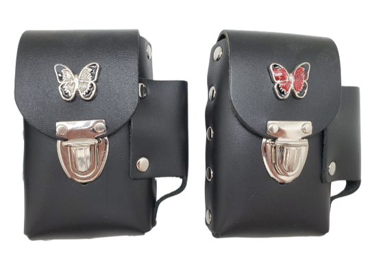 Carry your cigarettes in style with our Ladies Butterfly Cigarette Case. Made in the USA with strong, riveted leather and a side pocket for a lighter. It also features a belt loop on the back so you can easily take it with you wherever you go. Available at our Smyrna, TN store conveniently located near Murfreesboro.