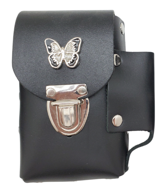 Carry your cigarettes in style with our Ladies Butterfly Cigarette Case. Made in the USA with strong, riveted leather and a side pocket for a lighter. It also features a belt loop on the back so you can easily take it with you wherever you go. Available at our Smyrna, TN store conveniently located near Murfreesboro.