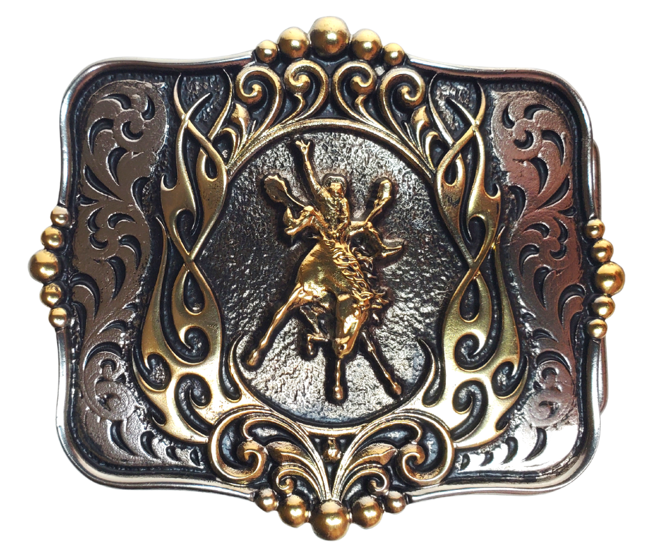Celebrate rodeo spirit with this stunning Montana Silversmiths antiqued silver Bucking Bronc buckle! Its intricate western scroll pattern will draw eyes your way, while its standard 1.5 belt swivel makes it easy to accessorize. Find it at our Smyrna, TN shop,