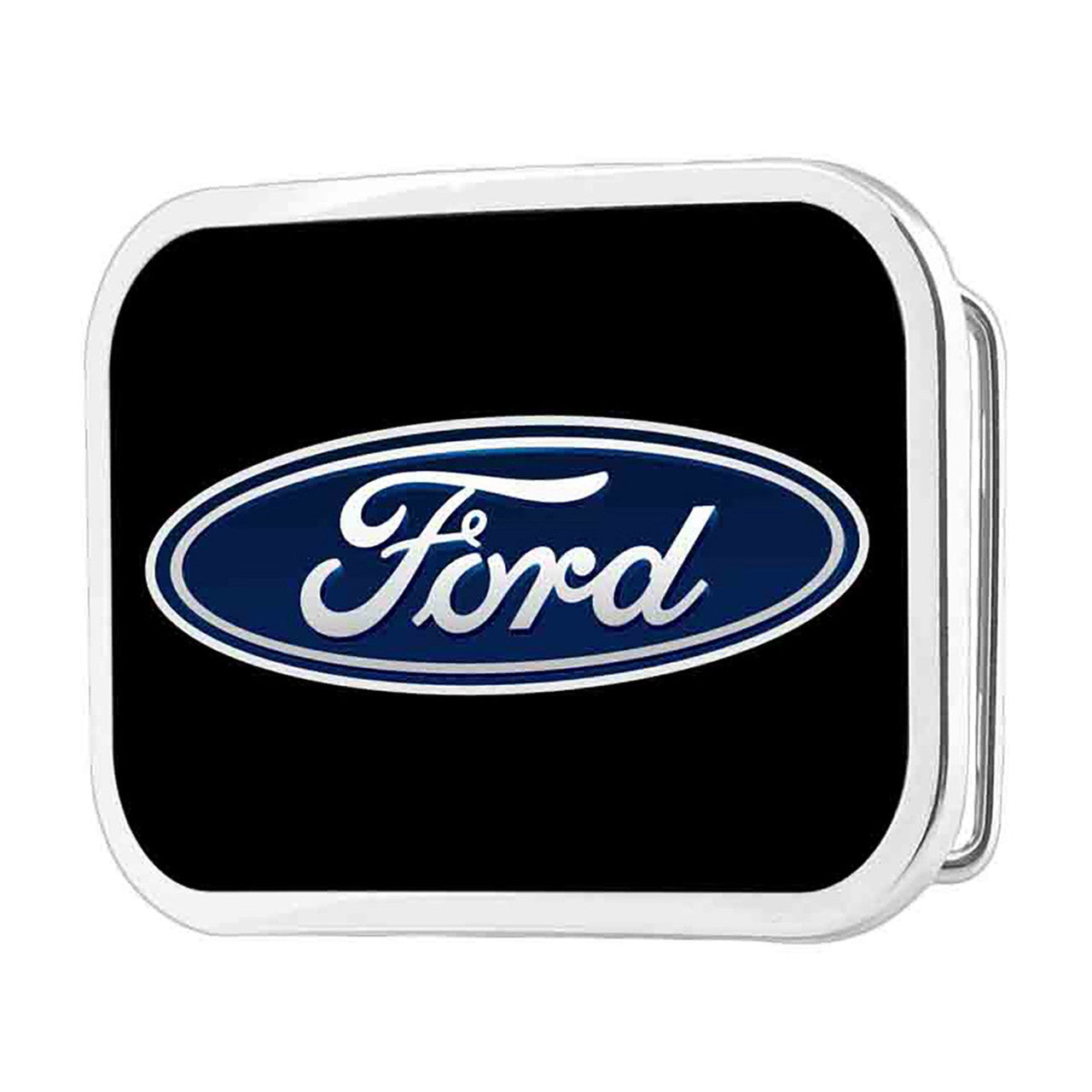 Officially licensed by Ford. It showcases the timeless strength and heritage of the Ford brand. Classic Ford logo with durable craftsmanship. Made in the USA. You can find it in our shop conveniently located in Smyrna, TN, just outside of Nashville.

Features:
-Durable metal composition for long-lasting wear
-Measures 3.6 x 2.38 inches
-Fits a 1.5-inch wide belt
-USA made and officially licensed by GM General Motors