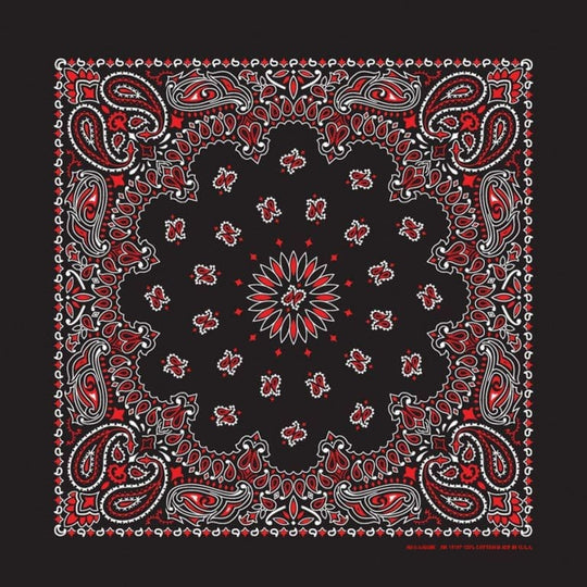 We stock traditional 100% Cotton for a soft and comfortable feel. Made in the USA and approx. 22" x 22", they feature a trademark Paisley design. Bandanas have been around for over 75 years and are still a staple in culture whether it's a farmer, MC, or a Rock star.