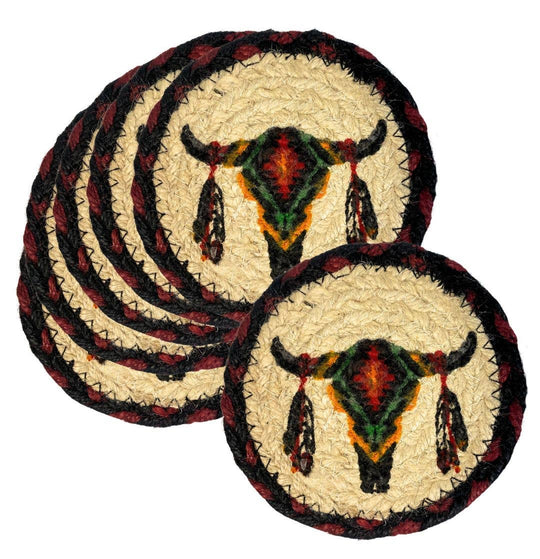 The Dry Gulch Braided Jute Coasters are approx. 6" round with stenciled southwest patterns. Made from a durable and long-lasting natural Jute material. Now available in our Smyrna, TN shop

Made in India
Choose from 3 offered patterns.
Get a deal when you buy a set of 6.