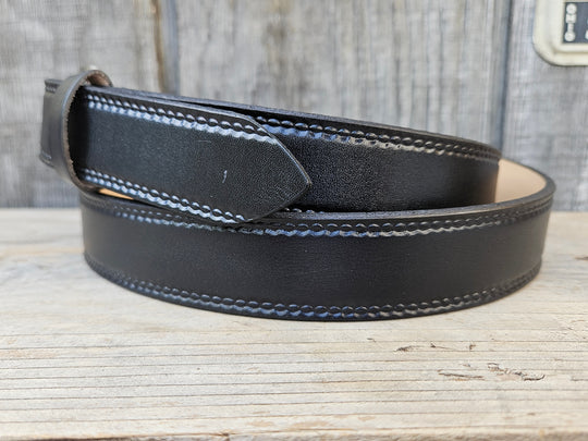 Burywood black leather belt side view