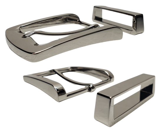 Fits 1 1/2 " width belts a little loose but will fit up 1 5/8" belts

Zinc die cast set, Antiqued silver plate

Sold by set only
Stocked at our Smyrna, TN shop