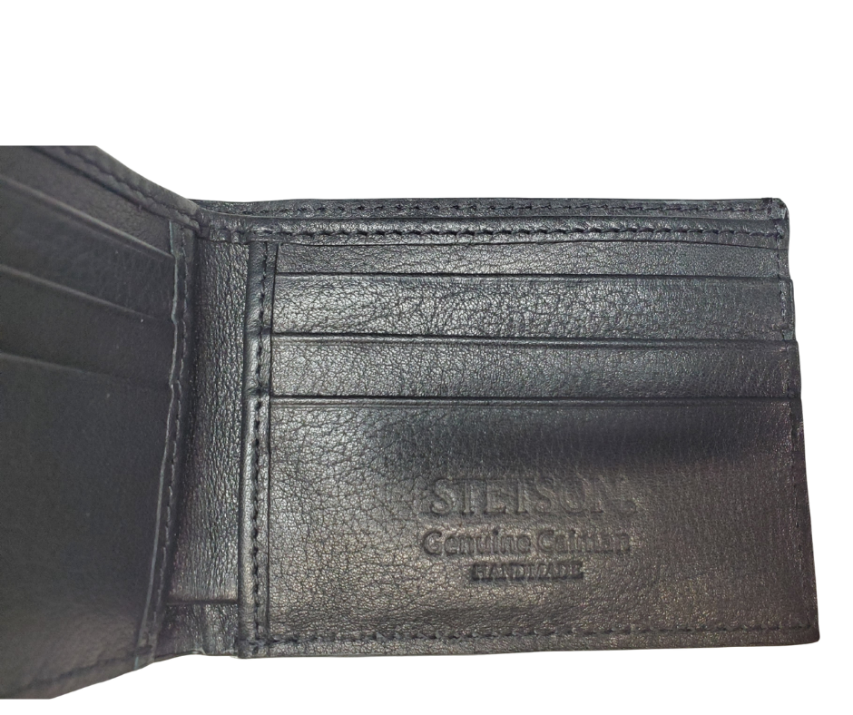 Made from authentic Classic Black or Cigar Brown Caiman leather, this bi-fold wallet blends classic western flair with luxurious materials that turn heads. True to Stetson’s legendary dedication to quality and craftsmanship, it offers 6 card slots, 2 hidden pockets underneath, and a spacious cash compartment. Available now at our Smyrna, TN store, just a short drive from downtown Nashville. Proudly made in Mexico.