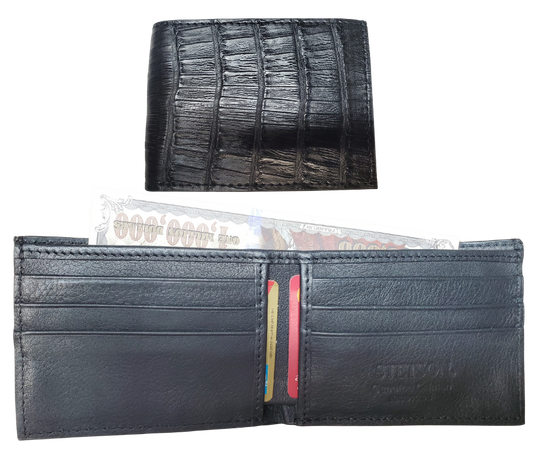 Made from authentic Classic Black or Cigar Brown Caiman leather, this bi-fold wallet blends classic western flair with luxurious materials that turn heads. True to Stetson’s legendary dedication to quality and craftsmanship, it offers 6 card slots, 2 hidden pockets underneath, and a spacious cash compartment. Available now at our Smyrna, TN store, just a short drive from downtown Nashville. Proudly made in Mexico.